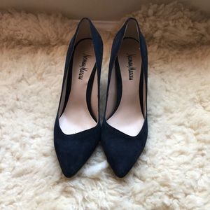 Neiman Marcus dark blue suede pumps